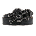 Skull Rhinestone Belts For Women Men Y2K Leather Strap Crystal Studded Western Cowgirl Cowboy Diamond Bling Bling Belt-belleandkai.com