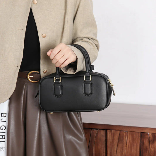 [summer Special] Women's Korean - Style Niche Genuine Leather Bags! Large - Capacity, Versatile Crossbody & Shoulder Bowling Bag-belleandkai.com