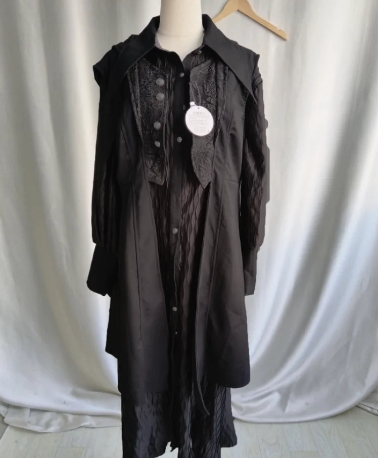 Streetwear Vintage Dragon Design Long Shirt Dresses Grunge Y2k Aesthetic Vestidos Gothic Harajuku Women Men Cosplay Grunge Dress-belleandkai.com