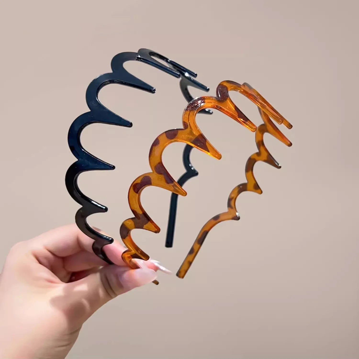 2Pcs Fashion Wave Headbands for Women Solid Color Toothed Non-slip Hair Bands Girl Face Wash Sports Hairbands Hair Accessories-belleandkai.com