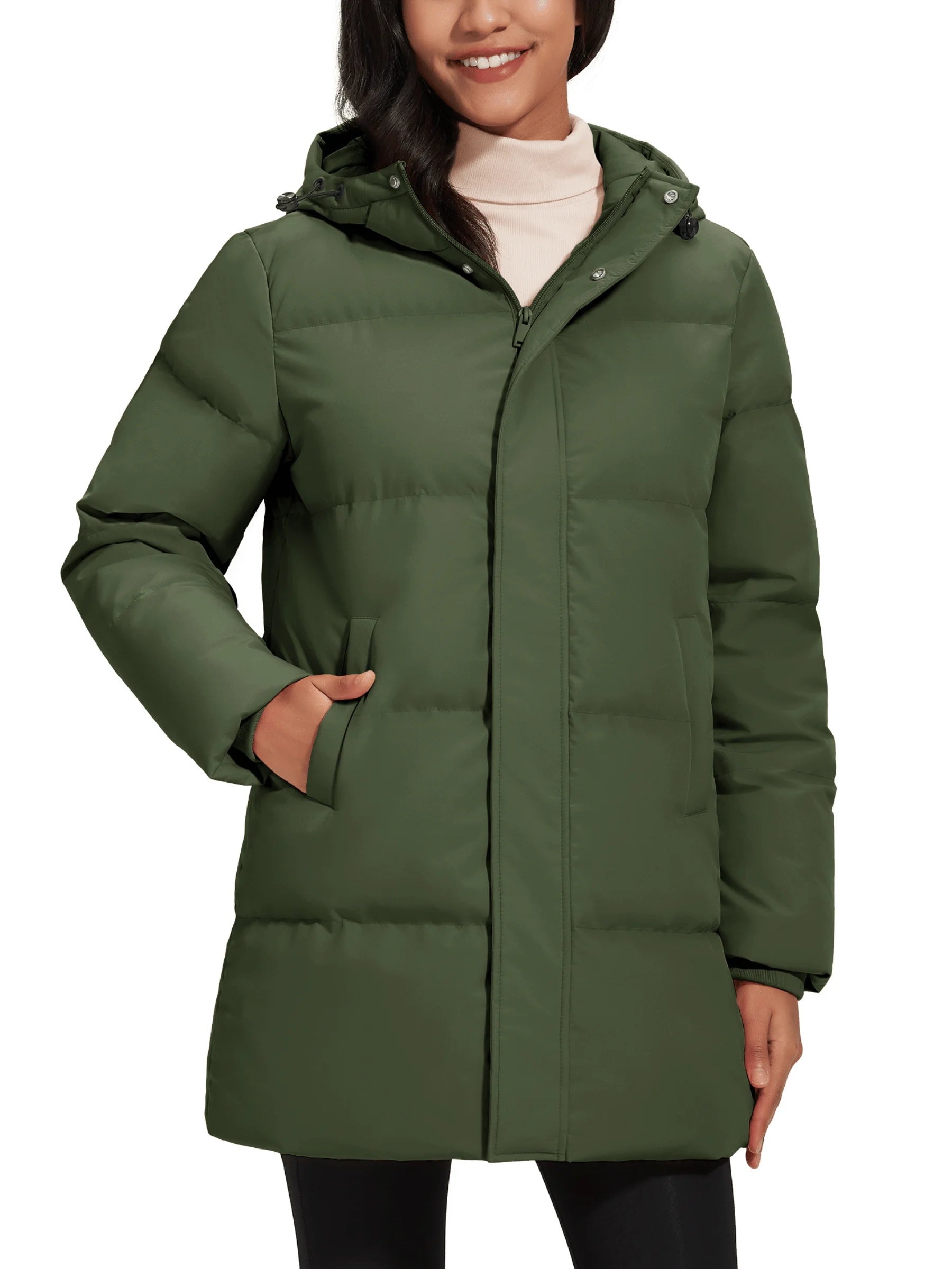 TACVASEN Winter Quilted Duck Feather Down Jackets Womens Padded Puffer Warm Hooded Long Coats Thermal Waterproof Thick Outerwear-belleandkai.com
