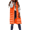 Long with Hood Outdoor Vest Down Women's Jacket Quilted Coat Sleeveless Jacket Winter Light Weight Sweaters-belleandkai.com