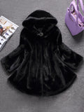 Lautaro Winter Black Warm Thick Hairy Soft Faux Mink Fur Coat Women with Hood Elegant Luxury Fluffy Jacket 2022 4xl 5xl 6xl 7xl-belleandkai.com