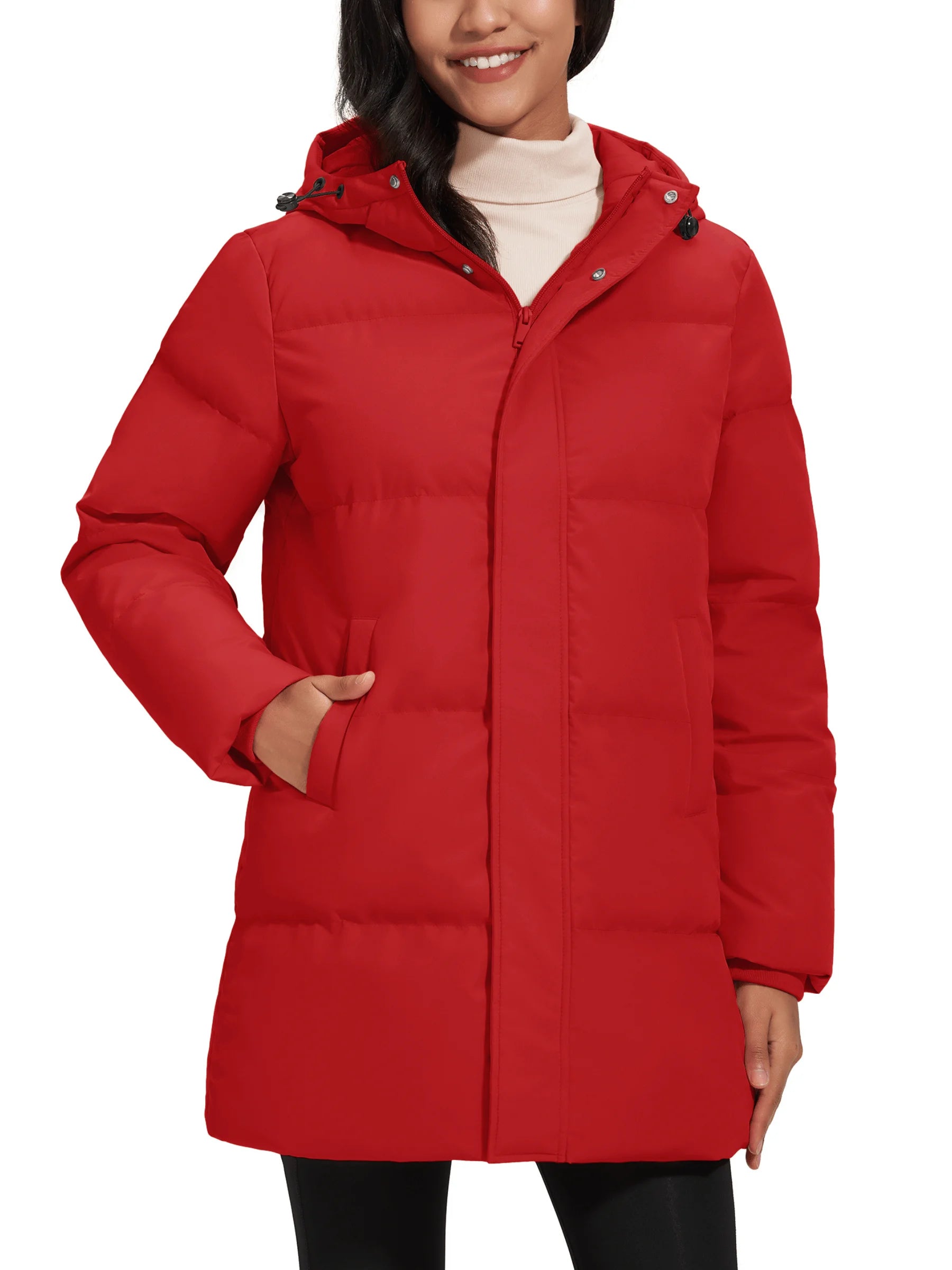 TACVASEN Winter Quilted Duck Feather Down Jackets Womens Padded Puffer Warm Hooded Long Coats Thermal Waterproof Thick Outerwear-belleandkai.com