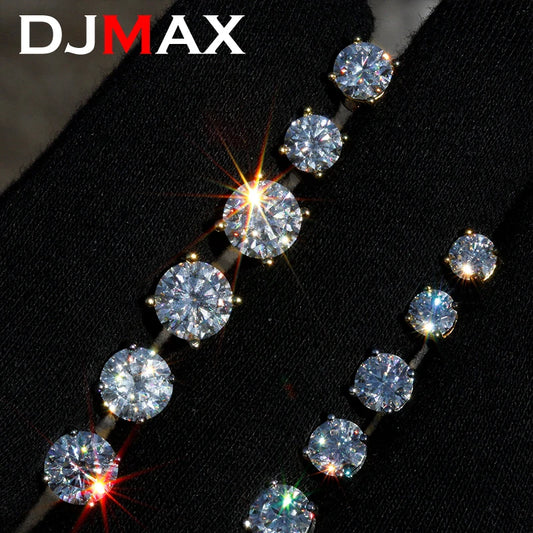 DJMAX 0.5-2ct Moissanite Diamond Stud Earrings for Women Original 925 Sterling Silver Lady's Moissanite Earring New 2025-belleandkai.com