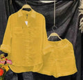 Fashion White Long Sleeve Shirt And Shorts Two Piece Sets Women 2025 Summer Cotton Linen Casual Home 2 Piece Set For Women-belleandkai.com