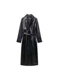 2025 Women New Fashion With Belt Long style Single Breasted Faux Leather Coat Vintage Long Sleeve Pockets Female Outerwear-belleandkai.com