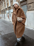 ZADORIN Winter Long Brown Teddy Coat Woman Oversized Lapel Lamb Fur Faux Fur Coat Chic Thick Warm Fur Jacket Woman Clothes Coats-belleandkai.com
