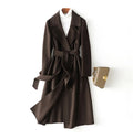 2025 Autumn 100% Wool Coats With Belt Fashion Open Stitch Elegant Woolen Cashmere Coat Veste Femme Tops-belleandkai.com