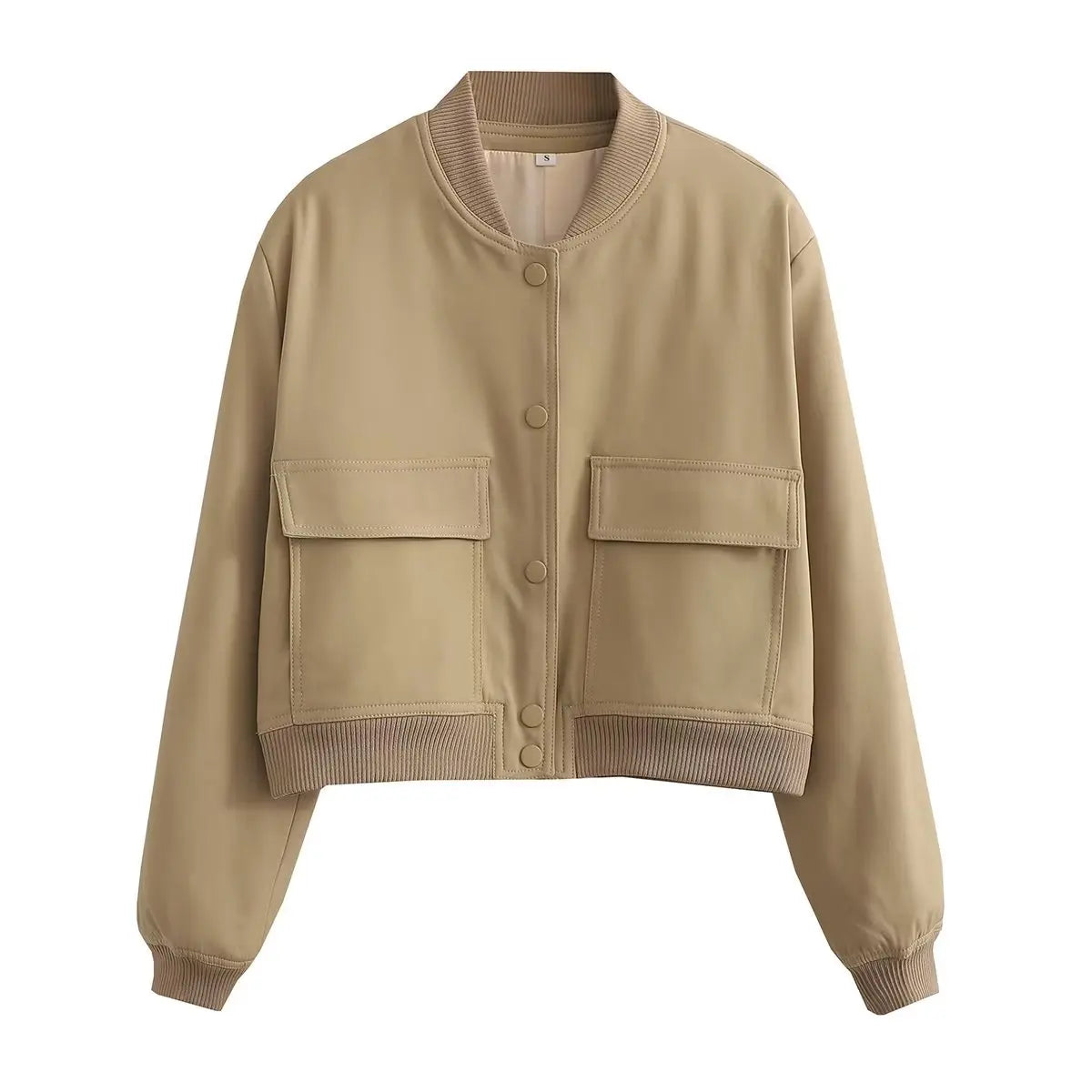 Willshela Women Fashion Solid Bomber Jackets Coat With Pockets V-Neck Single Breasted Long Sleeves Female Chic Lady Outfits-belleandkai.com