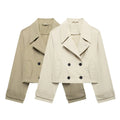 TRAF Women Autumn 2024 New Fashion Short Jacket Coat Chic Lapel Casual Double-breasted All-match Thin Coat Outerwear Mujer-belleandkai.com