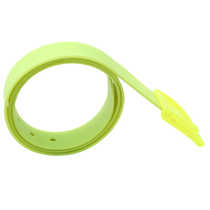 New Eco-friendly Plastic Belt Unisex Silicone Rubber Belt Korean Style Smooth Buckle for Women Men Unisex Candy Colors 4 Colors-belleandkai.com