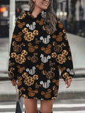 Women's hooded pullover sweatshirt fashion loose autumn and winter hoodie Disney chic retro print long-sleeved dress-belleandkai.com