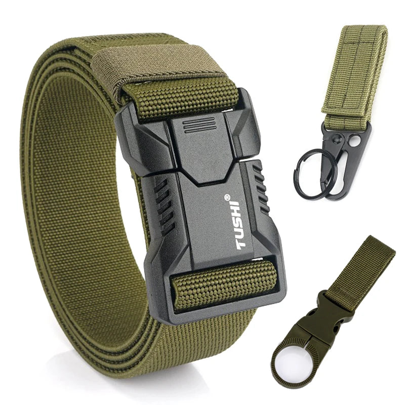VATLTY New Tactical Outdoor Belt for Men and Women Aluminum Alloy Buckle Quick Release Elastic Belt Casual Belt Jeans Waistband-belleandkai.com