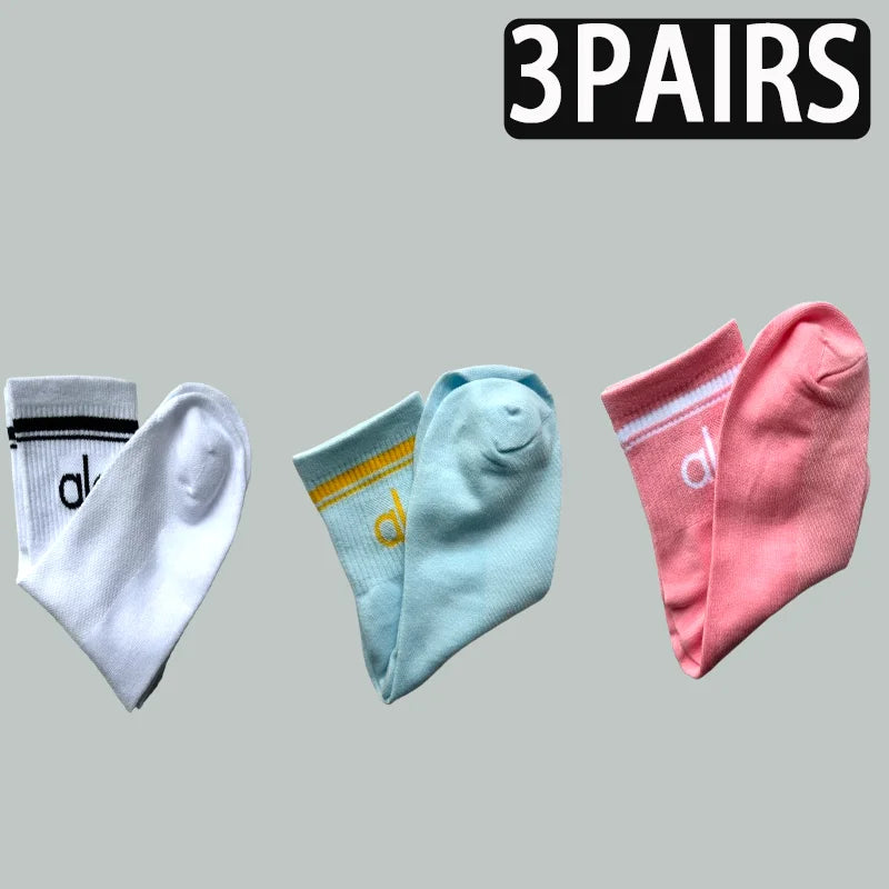 1/3/5 Pairs A* Mid Tube Yoga Socks Premium Cotton Unisex Breathable Comfortable Fitness Socks Set for Yoga Gym Sports All Season-belleandkai.com