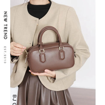 [summer Special] Women's Korean - Style Niche Genuine Leather Bags! Large - Capacity, Versatile Crossbody & Shoulder Bowling Bag-belleandkai.com