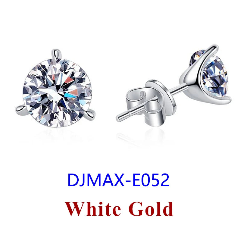 DJMAX 0.5-2ct Moissanite Diamond Stud Earrings for Women Original 925 Sterling Silver Lady's Moissanite Earring New 2025-belleandkai.com