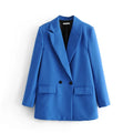 Winter Women Apricot Blazer Coat 2025 Lady Vintage Double Breasted Blazer Notched Collar Pocket Female Outerwear Chic Tops Deat-belleandkai.com