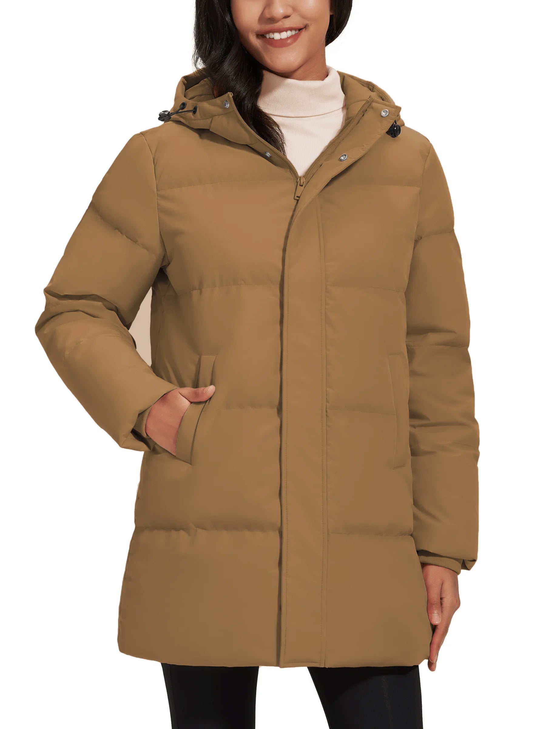 TACVASEN Winter Quilted Duck Feather Down Jackets Womens Padded Puffer Warm Hooded Long Coats Thermal Waterproof Thick Outerwear-belleandkai.com
