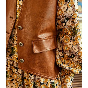 PU Punk V-neck Leather Vest Women Fashion Cropped Streetwear Tank Top Vest Leather Vintage Casual Sleeveless Leather Outerwear-belleandkai.com