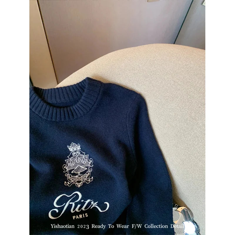 Advanced Round Neck Pullover Sweater Women's Autumn And Winter New Lazy Style Soft And Sticky Waist Knit Sweate-belleandkai.com