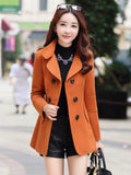 New Autumn Winter Woolen Coat Women Slim Double Breasted Medium Long Wool Blend Warm Female Overcoat Winter Coat Jacket-belleandkai.com
