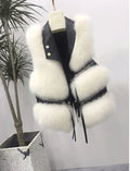 Fur Coat Women's Vest Short Clothing Autumn Winter Patchwork Slim Fashion Versatile-belleandkai.com