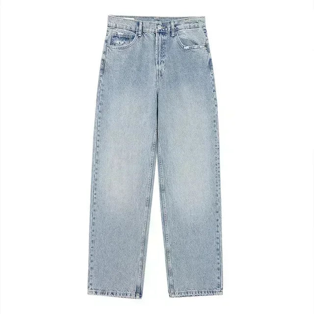 Women's Fashion Jeans Solid Colour Loose Trousers Gradient Colour Casual Streetwear Pant Broken Holes Decorated Jeans-belleandkai.com