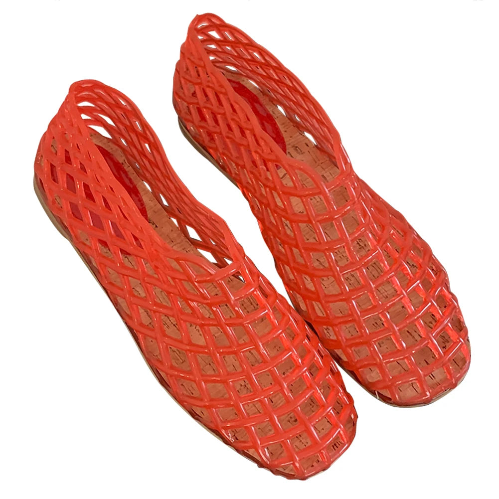 Women Jelly Flats Lightweight Breathable SlipOn Ballet Flats for Summer Beach and Outdoor Travel-belleandkai.com