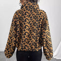 Flash Fleece Loose Cardigan Zipper Leopard Print Plush Autumn Winter New Arrival Women's Outerwear Thickened Long Sleeve Coat-belleandkai.com