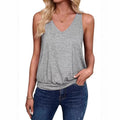 Summer Women's V-Neck Sleeveless Top Casual Vest Fashionable Trendy Tank Top Polyester Blend Fabric No Decoration-belleandkai.com