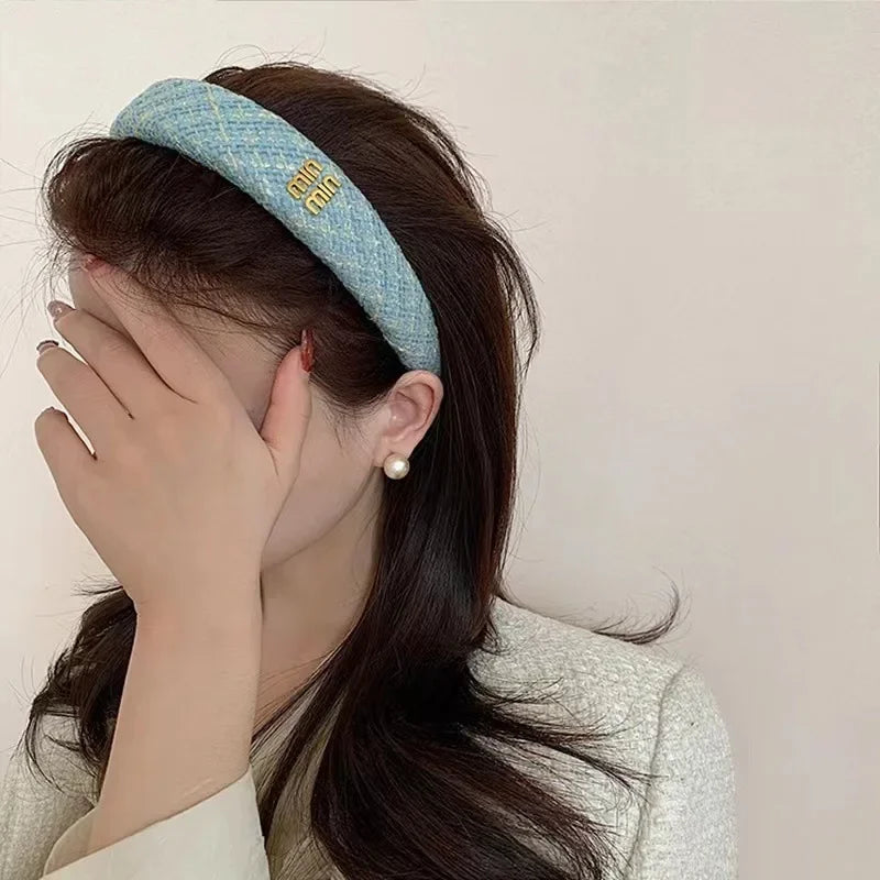 French Sweet Woven Headband for Women Elegant Knit Hair Accessories Pink Headbands Sweet Girl Wide Edge Hair Bands-belleandkai.com