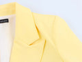 TRAFZA Elegant Yellow Blazer Women's Double-breasted Lapel Blazer Fashion High Street 2025 Spring Summer Holidays Commute Suit-belleandkai.com