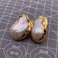 Y·YING Cultured White Keshi Baroque Pearl Stud Earrings Gold Plated Stud-belleandkai.com
