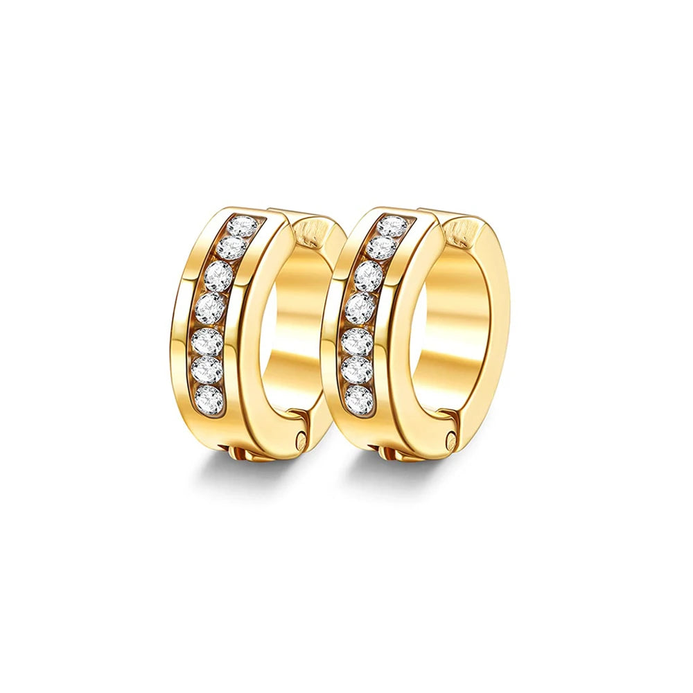 1 Pair/9 Pairs Non-Piercing Earrings Stainless Steel Clip On Hoop Earrings For Men Women Paved CZ Ear Clip Earrings Set-belleandkai.com