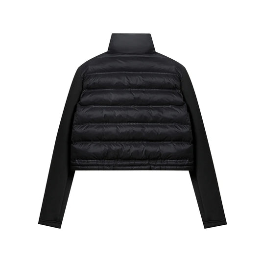 RARF Women's stand-up collar pressure glue zipper Black splicing space cotton jacket jacket for women-belleandkai.com