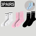 5 Pairs A* Premium Cotton Breathable Comfy Mid-Tube Unisex Socks for Sports Yoga Fitness All Season Pure White Couple Matching-belleandkai.com