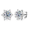 S925 silver moissanite snowflake earrings for women, fashionable and classic 6-claw design as a Valentine's Day gift for friends-belleandkai.com