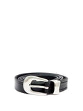 Momoluna Women Buckled Leather Belt Black 2 Cm Belt-belleandkai.com