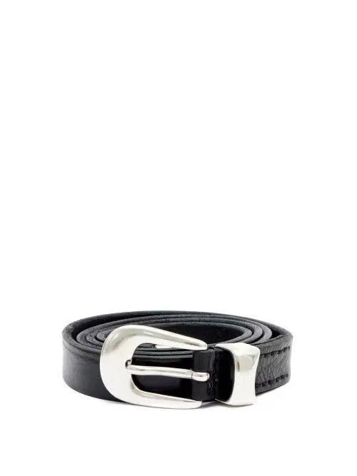 Momoluna Women Buckled Leather Belt Black 2 Cm Belt-belleandkai.com