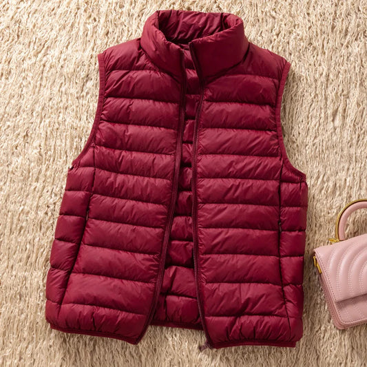 12 Colors 90% White Duck Down Women Sleeveless Jackets 2023 New Arrivals Female Ultra Lightweight Packable Vest Women Coats-belleandkai.com