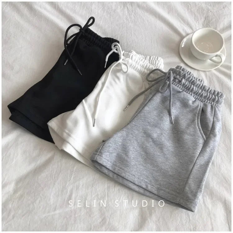 Women's Casual Shorts Petite Summer New Grey Versatile Outer Wear Running Trunks Trendy Cotton Material Origin China-belleandkai.com