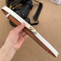 Women's Leather Belt Golden Metal Buckle Luxury Casual Fashion Belt for Jeans and Dresses Women's Belts-belleandkai.com