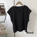 Osaka New Design SensibilityNiche Women's Short Sleeve T-Shirt Loose Fit Casual Slimming Cotton Crew Neck Leaflet Sleeve Top-belleandkai.com