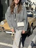 TRAFZA 2025 Women's Winter Street Jacket Solid Color Pocket Single-Breasted Jacket Women's Versatile Casual Jacket Cardigan Top-belleandkai.com