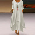 Cotton Women'S Casual Fashion Loose Long Dress With Button Solid Color Dresses-belleandkai.com