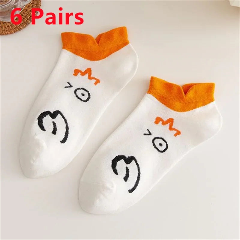 10 Pairs Cartoon Women Socks Fashionable And Versatile Cute Design Funny Goose Breathable Soft Comfortable Women Casual Socks-belleandkai.com