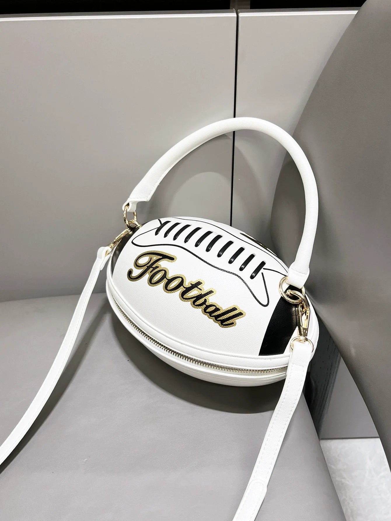 Fashion American Football Style Crossbody Bag for Women Girl’s Shoulder Bags Rugby Style Purses Designer Ball Novelty Handbags-belleandkai.com