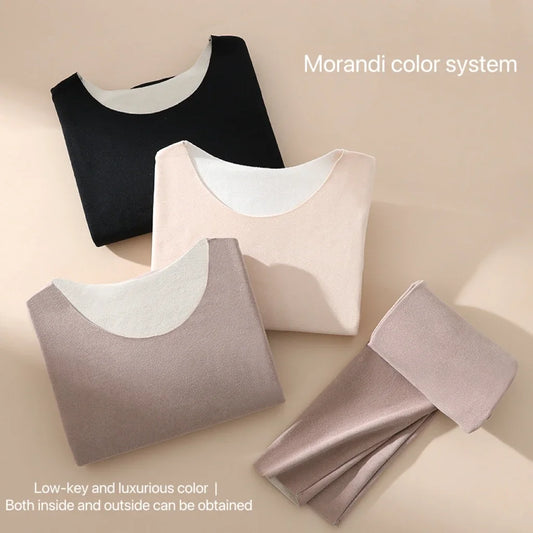 1Set Women's Thermal Underwear Set Seamless Thick Double Layer Warm Lingerie Winter Long Sleeve Bottoming Thermal Clothing Sets-belleandkai.com