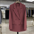 Women's Blazer Double Breasted Office Wear Suit Coats 2025 Fashion Jackets Long Sleeve Flap Pockets Chic Female Outerwear-belleandkai.com